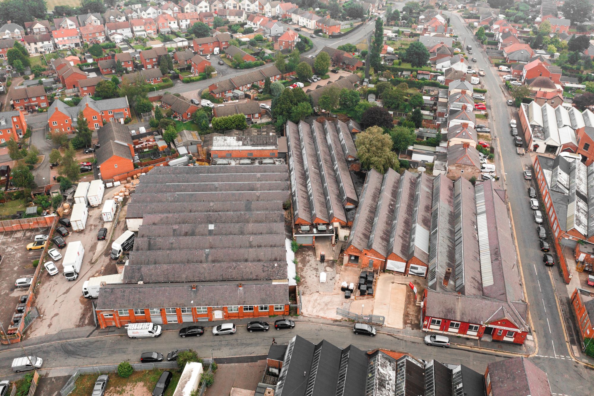 Aerial view of the complete Kingsfield Works industrial site in Barwell